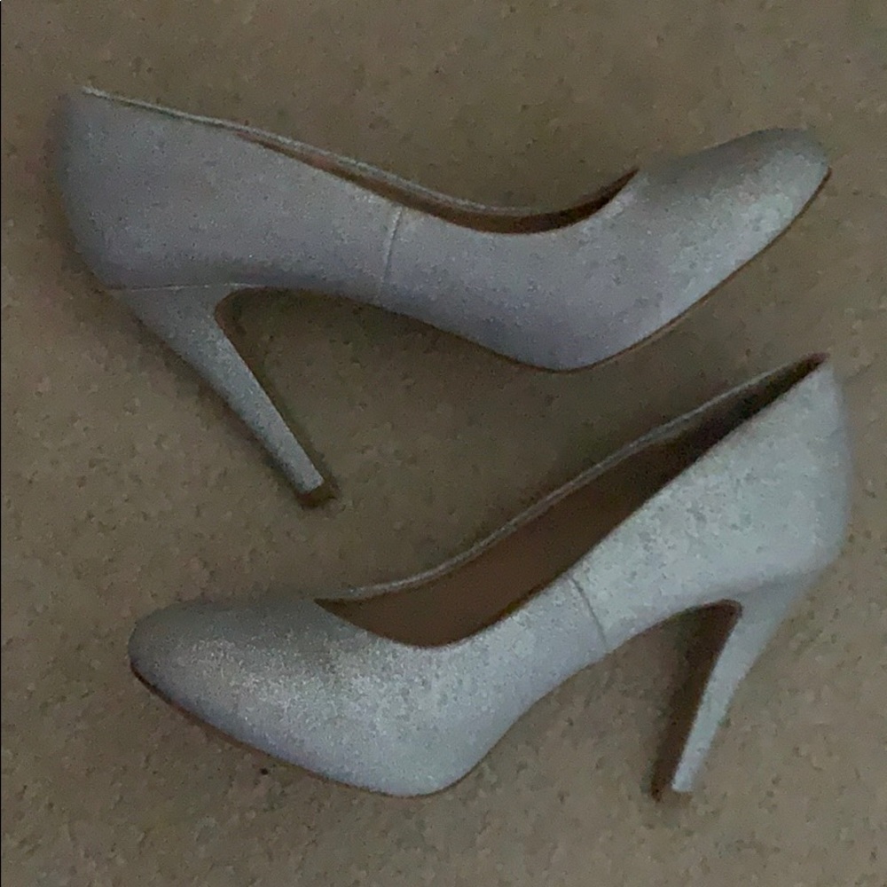 Silver sparkle high heels